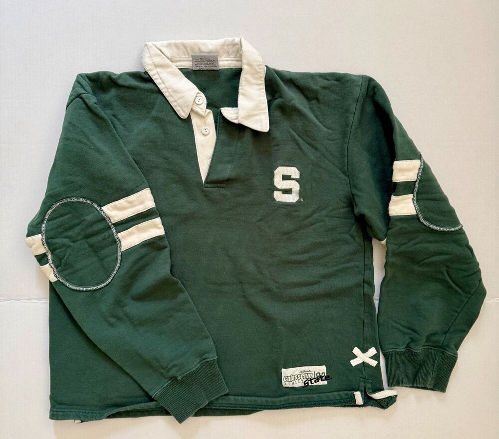 Colosseum Michigan State Spartans Vintage Long Sleeve Rugby Shirt Medium